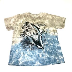 Disney Parks Star Wars Millennium Falcon Tie Dye Size Large Gray Blue T Shirt